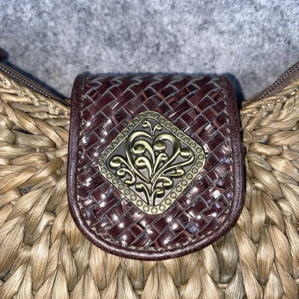 Vintage Coldwater Creek‎ Woven Purse with Braided Leather Strap and Brass Detail